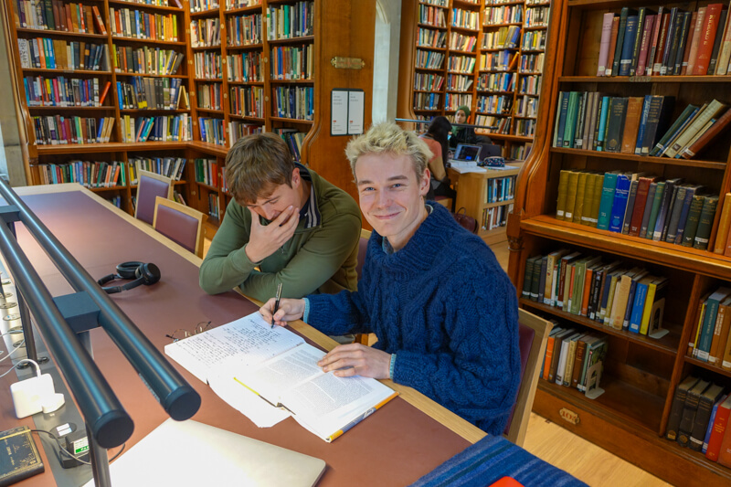 Students in the Exeter College Library
