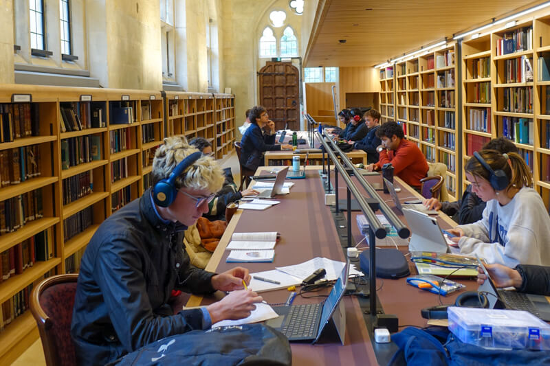 Students in the Exeter College Library